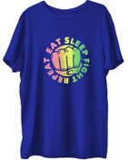Resim TOP GLORY Eatsleepx Baskılı Penye Boks Sporcu T-shirt 