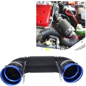 Resim Araba Otomatik Evrensel Tüp Hava Filtresi Hava Filtresiz Ayarlanabilir Soğuk Hava Enjeksiyon Emme Sistemi Borusu Mavi 