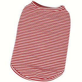 Resim Küçük Köpekler & Kediler için 1 Adet Kırmızı ve Beyaz Çizgili Yelek - Ayarlanabilir Kolsuz Yelek, Makinede Yıkanabilir Rahat Giysi Sıcaklık & Stil İçin, Köpekler için Pet Yeleği 