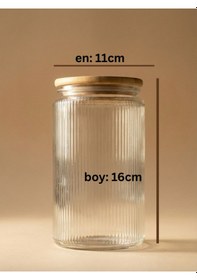 Resim Leelahome 6'lı Set Bambu Vakum Kapaklı Cam Saklama Kabı 1500 Ml Şeffaf 