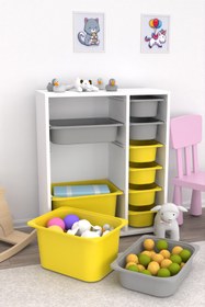 Resim Pratico Zen 10 Sepetli Çok Amaçlı Oyuncak Dolabı Sarı Gri 2d2k6u 