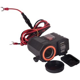 Resim Motolider Lux Usb Şarj Cihazı Voltaj Ölçer Çakmaklık Gidon Ve Ayna Bağlantılı 