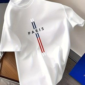 Resim Erkekler için Polyester-Spandeks Tişört | Nefes Alabilir & Rahat | Yuvarlak Yaka | Mavi, Beyaz ve Kırmızı Çizgili Baskı | Günlük Yazlık Giyim | Spor ve Boş Zaman Aktiviteleri İçin İdeal, Yazlık Günlük Giysi | Yuvarlak Yaka Tişört | Pürüzsüz Dokulu 