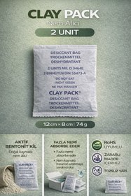 Resim nemtut CLAY PACK AKTİF KİL NEM ALICI 2 UNİT ( 12 CM X 8 CM - 74 g ) 70 ADET 