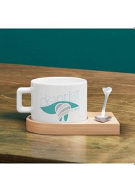 Resim Bk Gift Kişiye Özel İsimli Diş Hekimi Tasarımlı-4, Ahşap Altlıklı Seramik Fincan, Meslek Hediyesi, Yeni İş Hediyesi Kobitmeyen137927 Bk Gift 