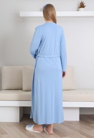 Resim Hamile Gecelik Takımı Sabahlıklı V yakalı Dantel Detaylı 2'li Önü Düğmeli - 2290 - Mavi / L / İstiyorum +300₺ 