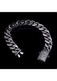 Resim Vog Okside Gurmet Model Zirconia Taşlı Monaco Kilit 925 Gümüş Bileklik 