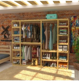 Resim Glória - Açık Ahşap El Yapımı Gardırop 