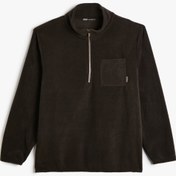 Resim Polar Sweatshirt Yarım Fermuarlı Cep Detaylı Dik Yaka Yumuşak Dokulu 