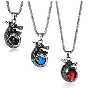 Resim Chavin Taşlı Ejderha Çelik Erkek Kolye Eb87 Beyaz 