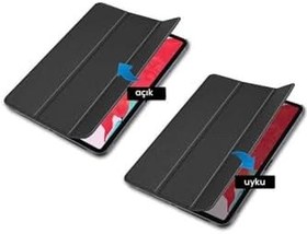 Resim Fogy Ipad Air 5.Nesil 10.9" 2022 ile Uyumlu Kılıf Kapaklı Ince Arkası Şeffaf Mat Uyku Modlu, Siyah 
