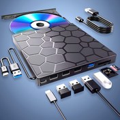 Resim İçindekiler: Dizüstü Bilgisayar için Harici CD/DVD Sürücü, Dizüstü Bilgisayar için DVD Oynatıcı, 8'li 1 Arada USB 3.0 Ultra İnce Taşınabilir, Dizüstü ve Masaüstü Bilgisayarlar ile Uyumlu DVD/CD Yazıcı Optik Sürücü, Windows 11/10/8/7 Linux, CD/VCD/DVD Çalar ve Kazıyıcı 