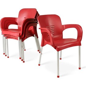 Resim Hesaplimagazam 4 Adet Metal Ayaklı Plastik Sandalye 6 Renk Kollu Koltuk 