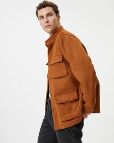 Resim Koton Süet Görünümlü Ceket Slim Fit Cep Detaylı Düğmeli Kahverengi 4Wam20199Hw 4Wam20199Hw517 Kahverengi 