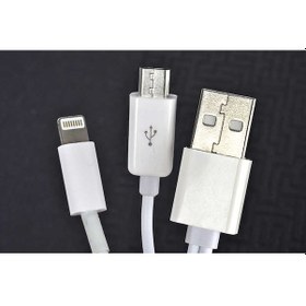 Resim Subutu Beyaz 2 Uçlu Lightning-micro Usb Kablo 1m 