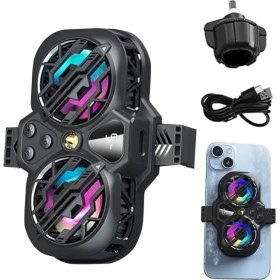 Resim K11 Ultra Güçlü Aluminyum Telefon Soğutucu Radyatör Kablolu Rgb Fan 3 Modlu Göstergeli 
