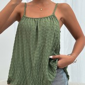 Resim Textured Solid Color Cami Üstü, Bahar ve Yaz için Rahat Kolsuz Üst, Kadın Giyim 