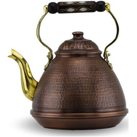 Resim Tekli Dövmeli Oksitle Eskitilmiş Ihlamur Bakır Çaydanlık 3 Lt Bakır 