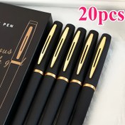 Resim 20 adet Siyah Jel Mürekkep Toplu Kalem, 1.0mm Uç, Büyük Kapasiteli Pürüzsüz Yazma Kalemleri, Ofis ve Okul için Dayanıklı Plastik Gövde, Şık Altın Detaylar, Hızlı Notlar ve Profesyonel Kullanım için Mükemmel 