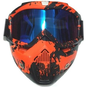 Resim Motocross Gözlükleri Gözlükler Yüz Toz Maskesi Çıkarılabilir Motosiklet Gözlüğü Gafas Ve Açık Yüz Vintage Kasklar İçin Ağız Filtresi 