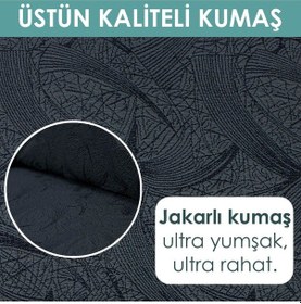 Resim Jakarlı Sehra Desen 3 3 1 1 Lastikli Kanepe Örtüsü Lastikli Koltuk Örtüsü Koltuk Kılıfı Takımı Antrasit 