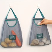 Resim 2 Adet Çok Amaçlı Mutfak Sebze Asma Çantası - Sarımsak ve Zencefil için Nefes Alabilir File Saklama Torbası, Duvara Monte Organizatör 