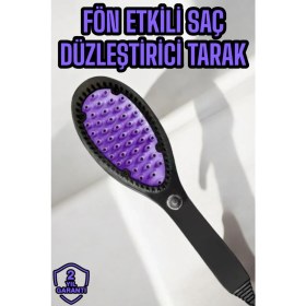 Resim Serenity Haven Mor Elektrikli Saç Düzleştirici ve Fön Tarak, Sık Dişli ve Kullanışlı Tasarım 