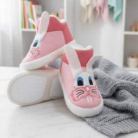 Resim Oksit Tavşan Desenli Kaydırmaz Taban Kürklü Su İtici Kreş Ev Okul Ayakkabısı Bebek Çocuk Panduf Ev Botu 
