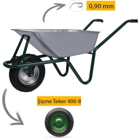 Resim Kanat Mega Galvanizli Şişme 400-8 Ebat Teker Demonte El Arabası 0.90 mm Sac 