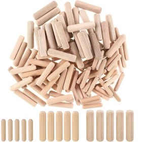 Resim Seeppitous 400PCS Ahşap Dübel Çeşitli, 6mm 8mm 10MM Ahşap Tapalar Dübel Çubuklar, Yivli Yivli Için Konik Ahşap Pimleri, Marangozluk (Yurt Dışından) 