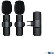 Resim K9 Type-C Çift Kablosuz Wireless HD Siyah Yaka Mikrofonu ScHitec