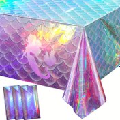 Resim Cadılar Bayramı & Noel Denizkızısı İradesi Plastik Masa Örtüsü, 1/3 Adet Holograf Aluminyal Folyo Tek Kullanım Kaplama – Doğum, Çocuk Partisi, Dügün Şenlikleri ile 137 x 220 cm 