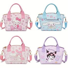 Resim Sanrio Hello Kitty & Cinnamoroll Şirin Çok Amaçlı El Çantası ve Messenger Çanta - Hafif, Dayanıklı, Ayarlanabilir Metal Zincir Askılı, Fermuarlı Kapatma, Pastel Renkler (Parlak Pembe/Açık Mor/Pastel Mavi) Okul, Seyahat, Günlük Kullanım için, Gençlere Özel Aksesuar 
