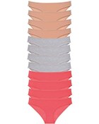 Resim 12 Adet Süper Eko Set Likralı Kadın Slip Külot Ten Gri Fuşya Çok Renkli 