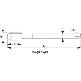 Resim Fett M10X1 Narex 3500 Dın N-374B Tialn Hsse Düz Kanal Makina Kılavuzu 