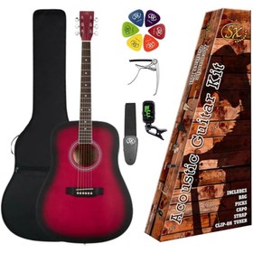 Resim SX SD104KRDS Akustik Gitar Seti (Red Sunburst) 