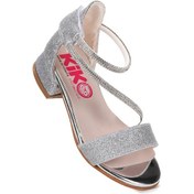 Resim Kiko Kids Yada Kum Simli Kız Bebek 2 Cm Topuklu Sandalet Abiye Ayakkabı Gümüş Gümüş 