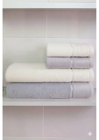 Resim Özdilek Siddy Aile Bornoz Seti 6 Parça Krem-gri Çok Renkli 