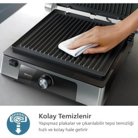 Resim Philips 5000 Serisi Izgara ve Tost Makinesi Inox 2200W 5000 Serisi Philips El Blenderi+Hassas Mutfak Tartısı 