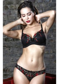 Resim Golshan Grace Big Size Plunge Bra, Siyah Dantelli Konforlu Ve Şık Sütyen Çok renkli 
