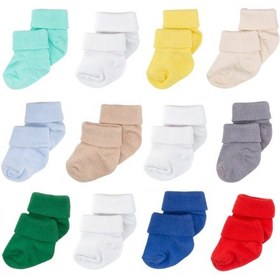 Resim Novibaby 12'li Bambu Yenidoğan Bebek Çorap I Mix Boy I Kız Erkek Bebek Çorabı Çok Renkli 