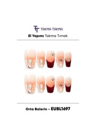 Resim Eubl1697 Orta Balerin 10'lu Tekrar Kullanılabilir El Yapımı Protez Takma Tırnak L 