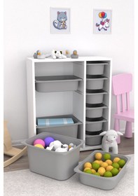Resim Zen Çok Amaçlı Oyuncak Dolabı 10 Sepetli - Gri 2d2k6u Gri 