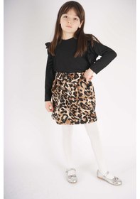 Resim Miniko Kids Kız Çocuk Leopar Cep Model Etekli Kol Detaylı Takım Siyah 