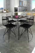 Resim Kenzlife Knsz Masa Sandalye Takımı Hem75mazlum Grisyh 080*080 Klç 4 Sandalye Syhsyh Kolçaklı 