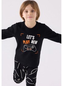 Resim Rolypoly Erkek Çocuk Siyah Pijama Takımı Rp3379-c-v1 