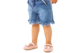 Resim Kiko Kids Taşlı Cırtlı Kız Çocuk Fiyonklu Babet Ayakkabı Ege 204 Cilt Pudra 