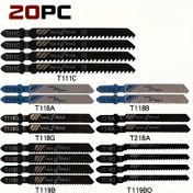 Resim 20 adet Evrensel Jig Testere Bıçağı Seti - Yüksek Karbonlu Çelik Çeşitli Bıçaklar Ahşap, Plastik ve Metalin Hızlı Kesimi İçin - Çoğu Jig Testere ile Uyumlu 