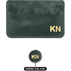 Resim Twingold İsme Özel Yatay Kartlık - %100 Rainbow Deri - A011001 - Haki Haki 