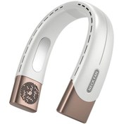 Resim Goldenqian Asılı Boyun Fanı 6000 Mah Taşınabilir Bladeless Usb Şarj Edilebilir Dilsiz Led Dijital Ekran Elektrikli Yaz Hava Soğutucu White 